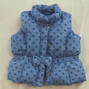 Baby Gap - Blue Floral Puffer Vest With Bow! 12-18 Months